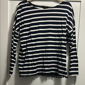 J. Crew Black and White Boxy 3/4 Sleeve Blouse